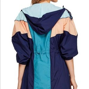 Free People Colorblock Hooded Longline Windbreaker